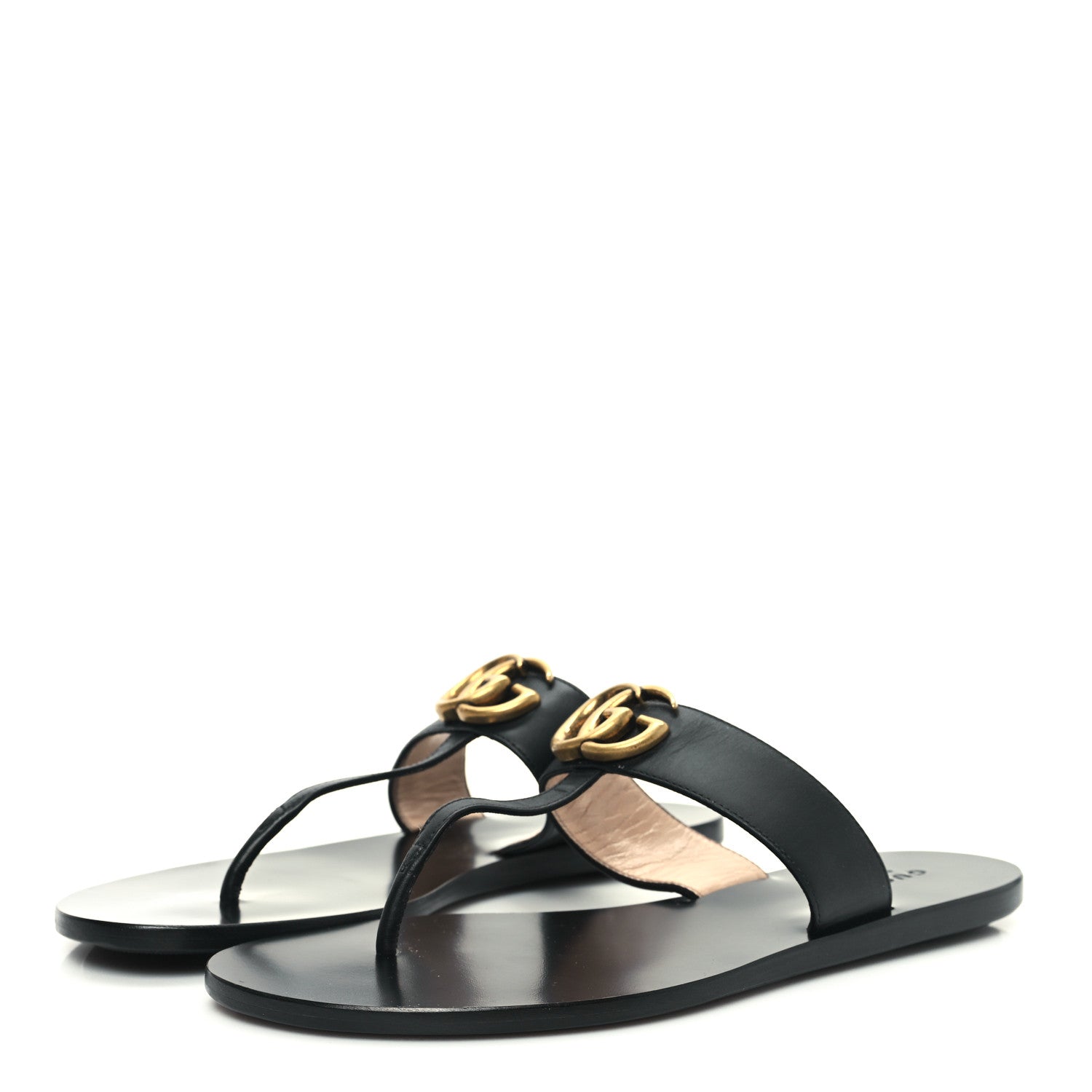 Gucci Calfskin GG Marmont Thong Sandals 37 Black 4 of 8
