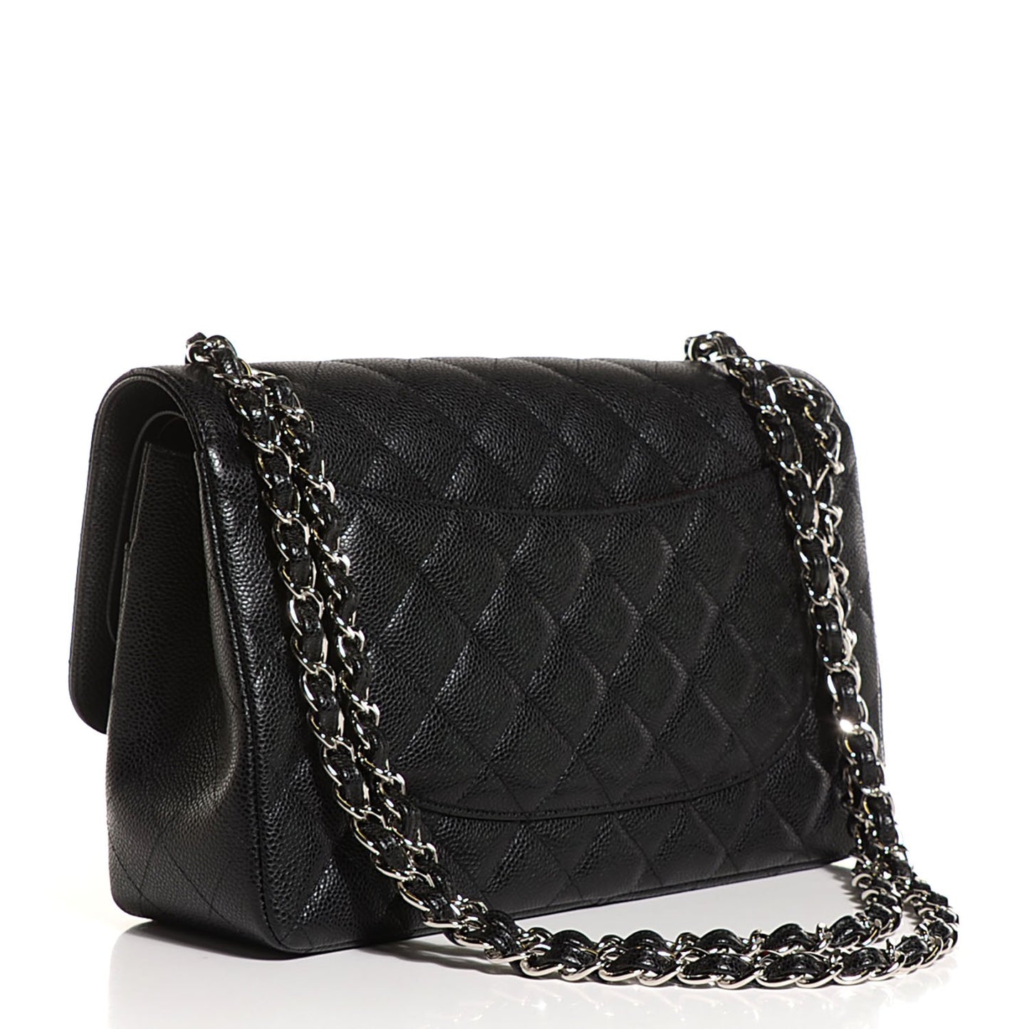 Caviar Quilted Jumbo Double Flap Black