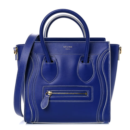 Celine Satin Calfskin Nano Debossed Luggage Inky Blue 1 of 11