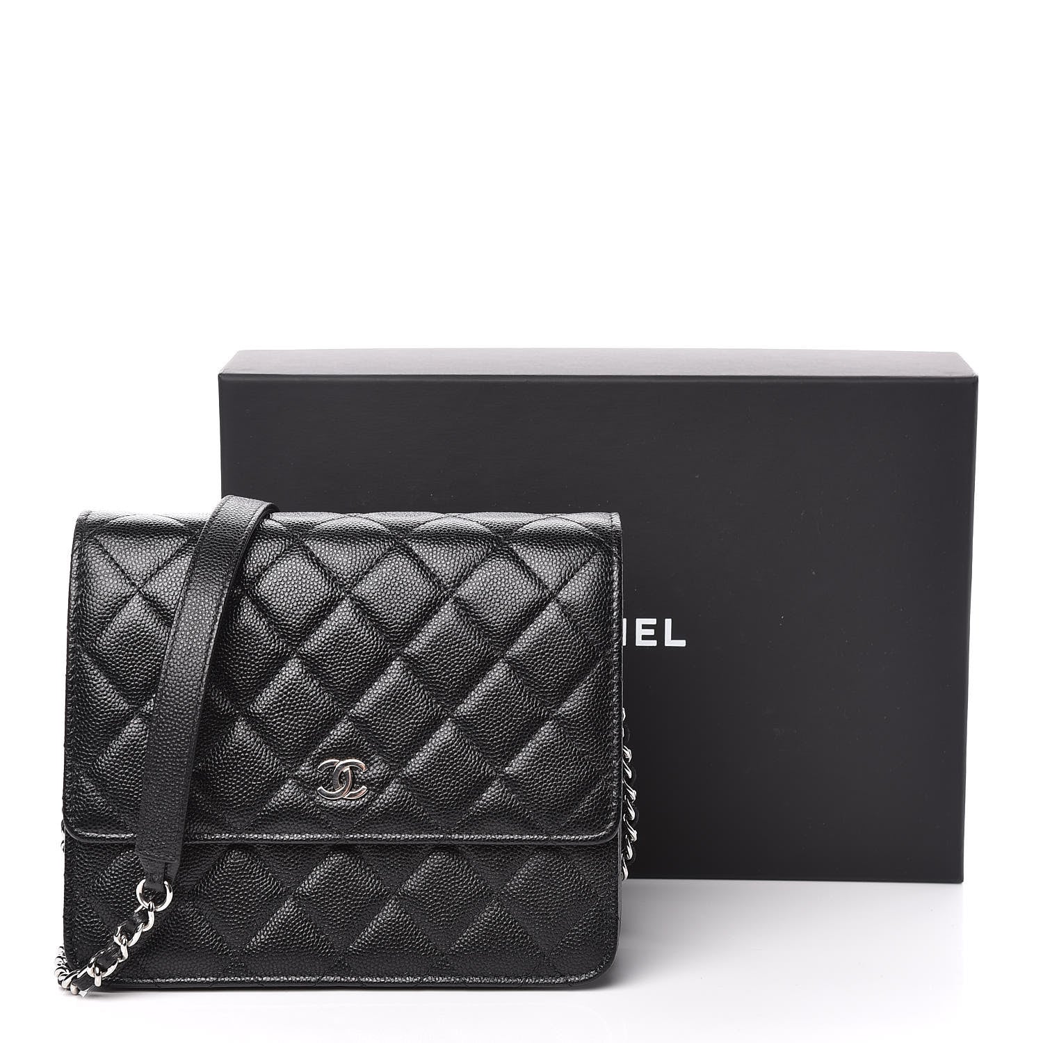 Chanel Caviar Quilted Square Wallet On Chain WOC Black 11 of 11