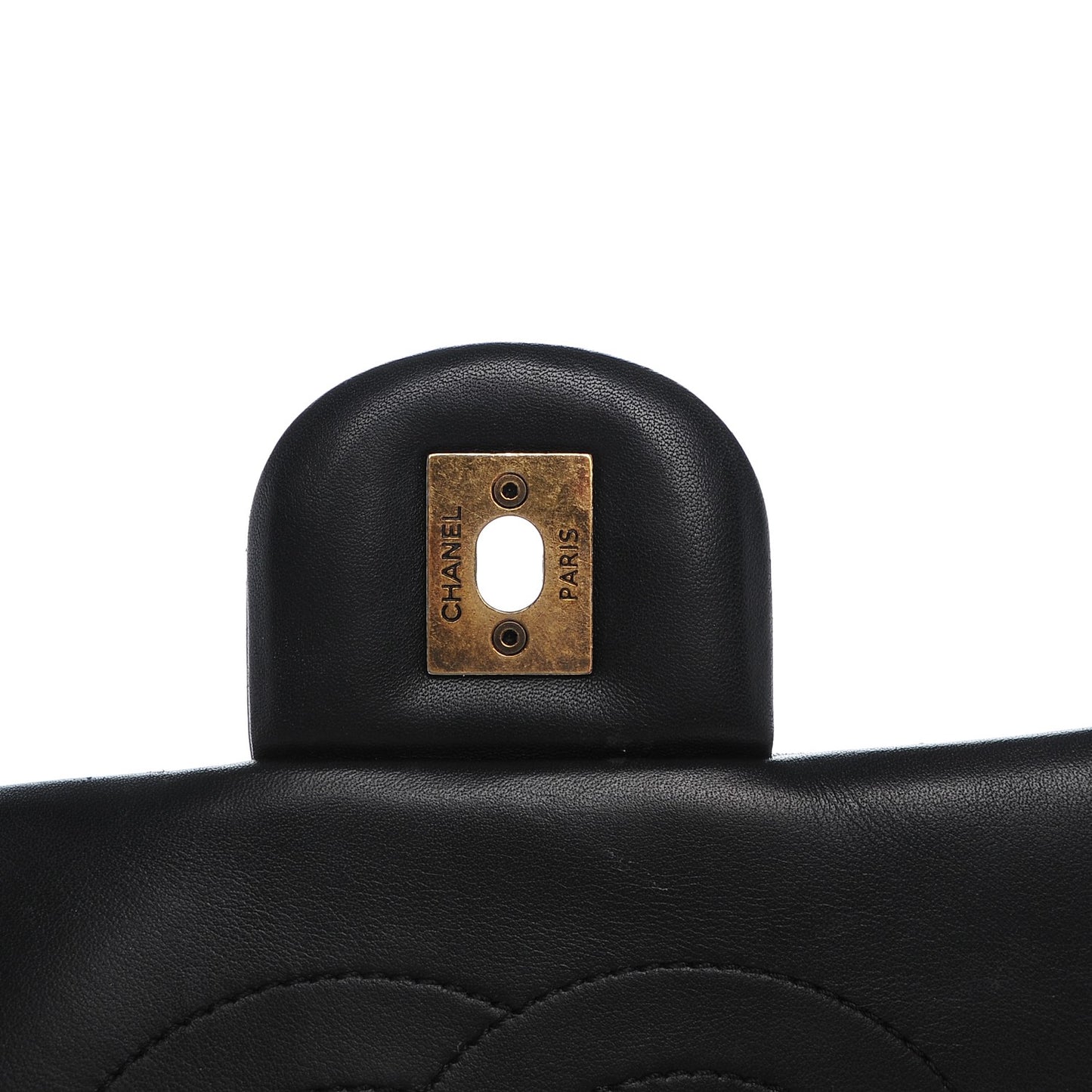 Glazed Calfskin Castle Rock Medium Flap Black