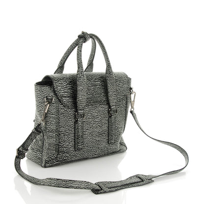 3.1 Phillip Lim 3.1 Textured Calfskin Medium Pashli Satchel Black Cream 3 of 9