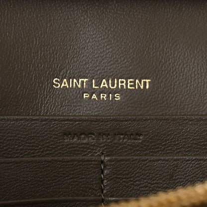 Saint Laurent Metallic Grain De Poudre Mixed Matelasse Triquilt Monogram Chain Wallet Piombo 6 of 12