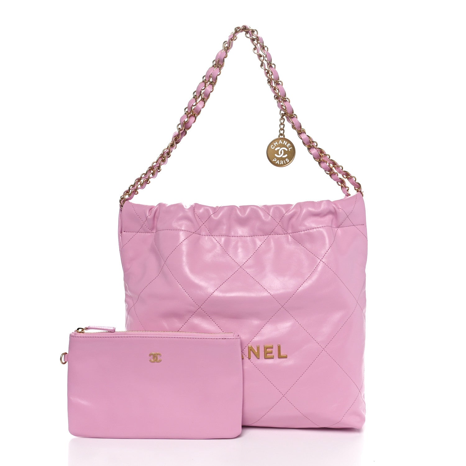 Chanel Shiny Calfskin Quilted Small Chanel 22 Pink 2 of 11