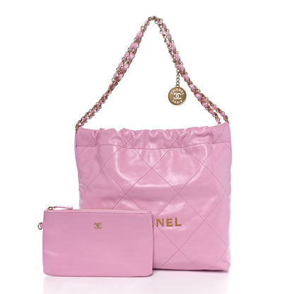 Chanel Shiny Calfskin Quilted Small Chanel 22 Pink 2 of 11