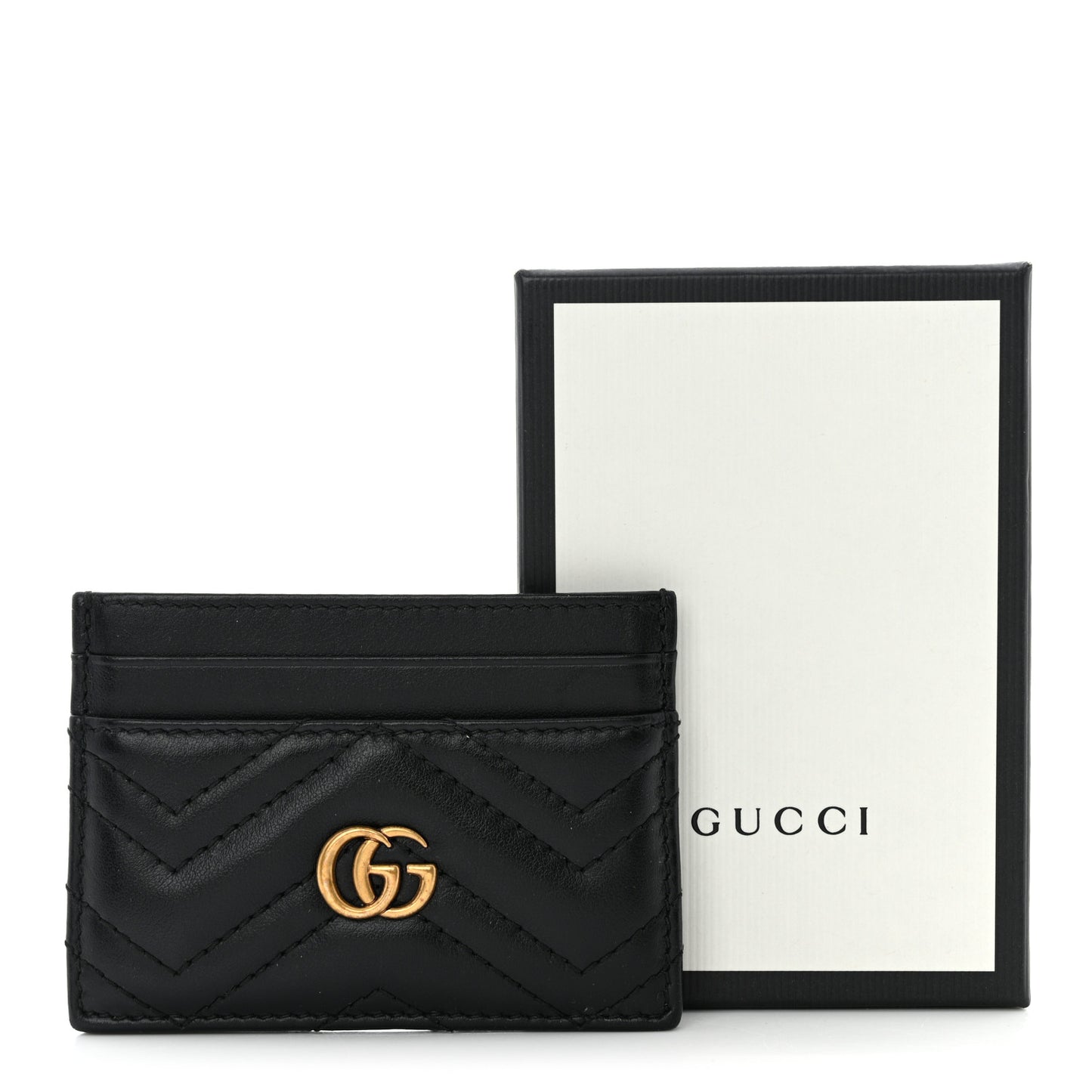 Calfskin Matelasse GG Marmont Card Holder Black