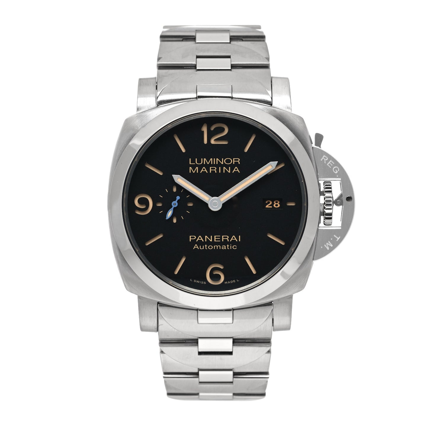 Stainless Steel 44mm Luminor Marina 3 Day Automatic Watch Black PAM00723