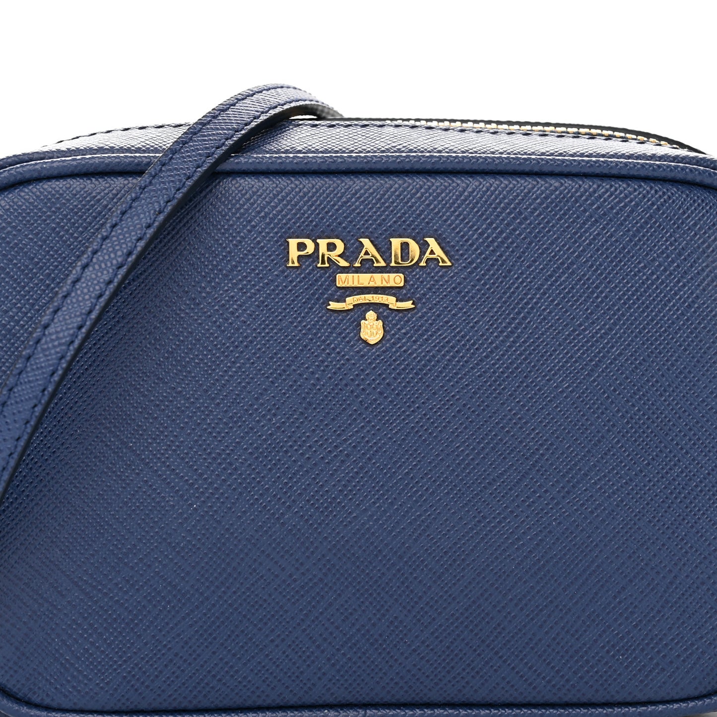 Saffiano Mini Camera Crossbody Bag Azzurro