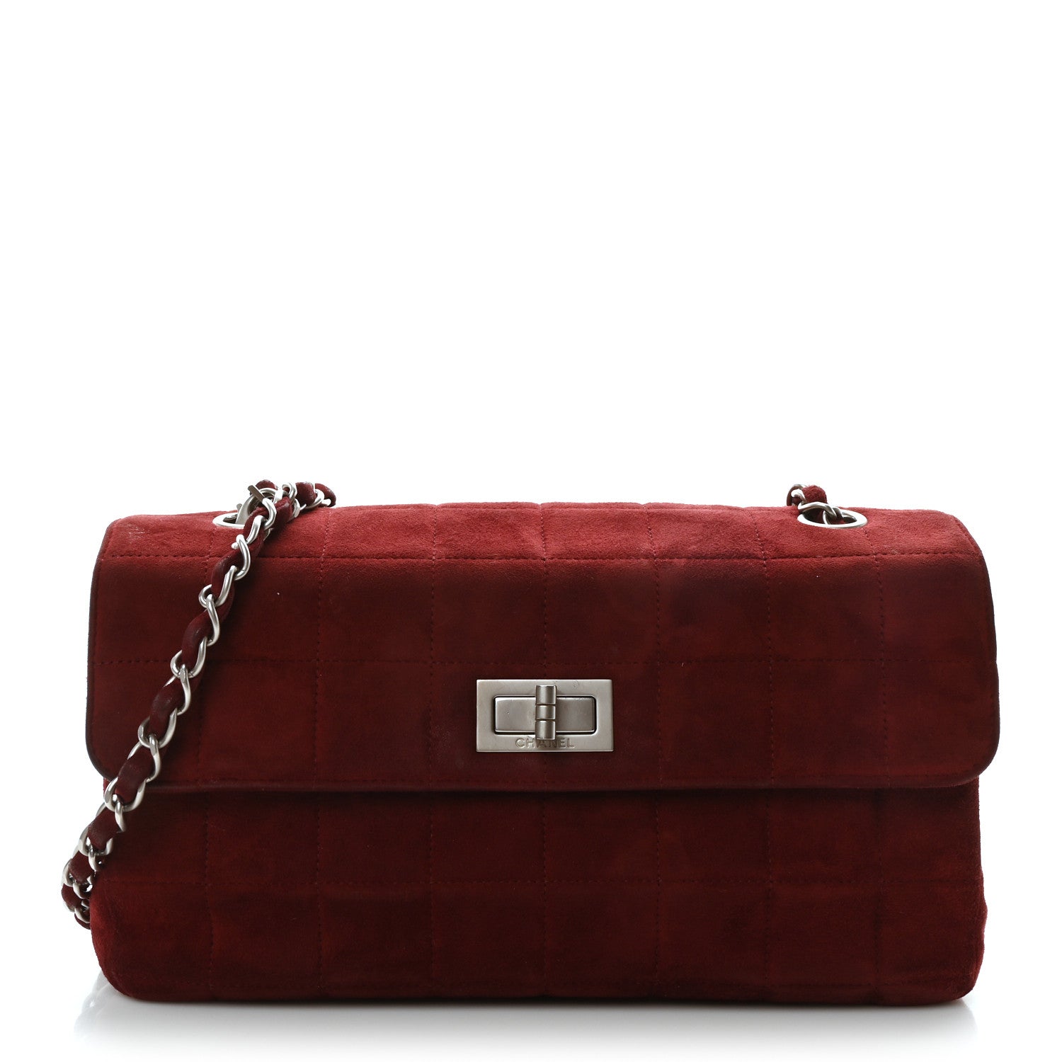 Chanel Suede Chocolate Bar Mademoiselle Flap Dark Red 1 of 9