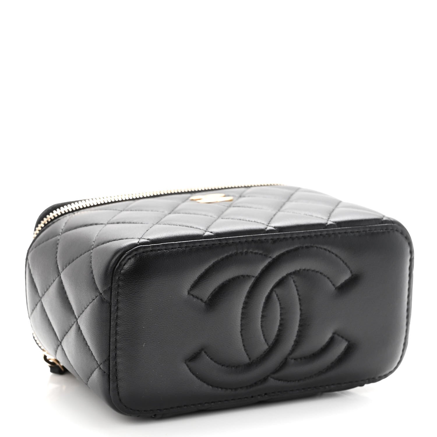 Chanel Lambskin Quilted Metal Small Top Handle Vanity Case With Chain Black 7 of 19