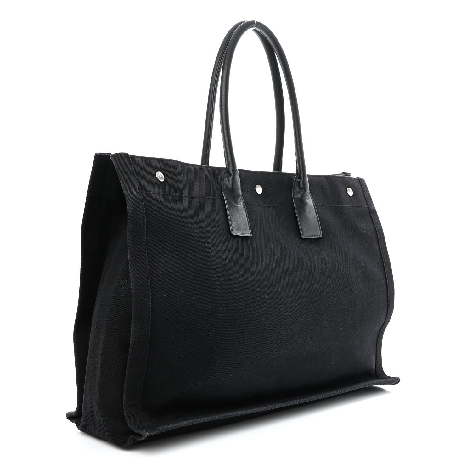 Saint Laurent Linen Calfskin Rive Gauche Tote Black 3 of 17
