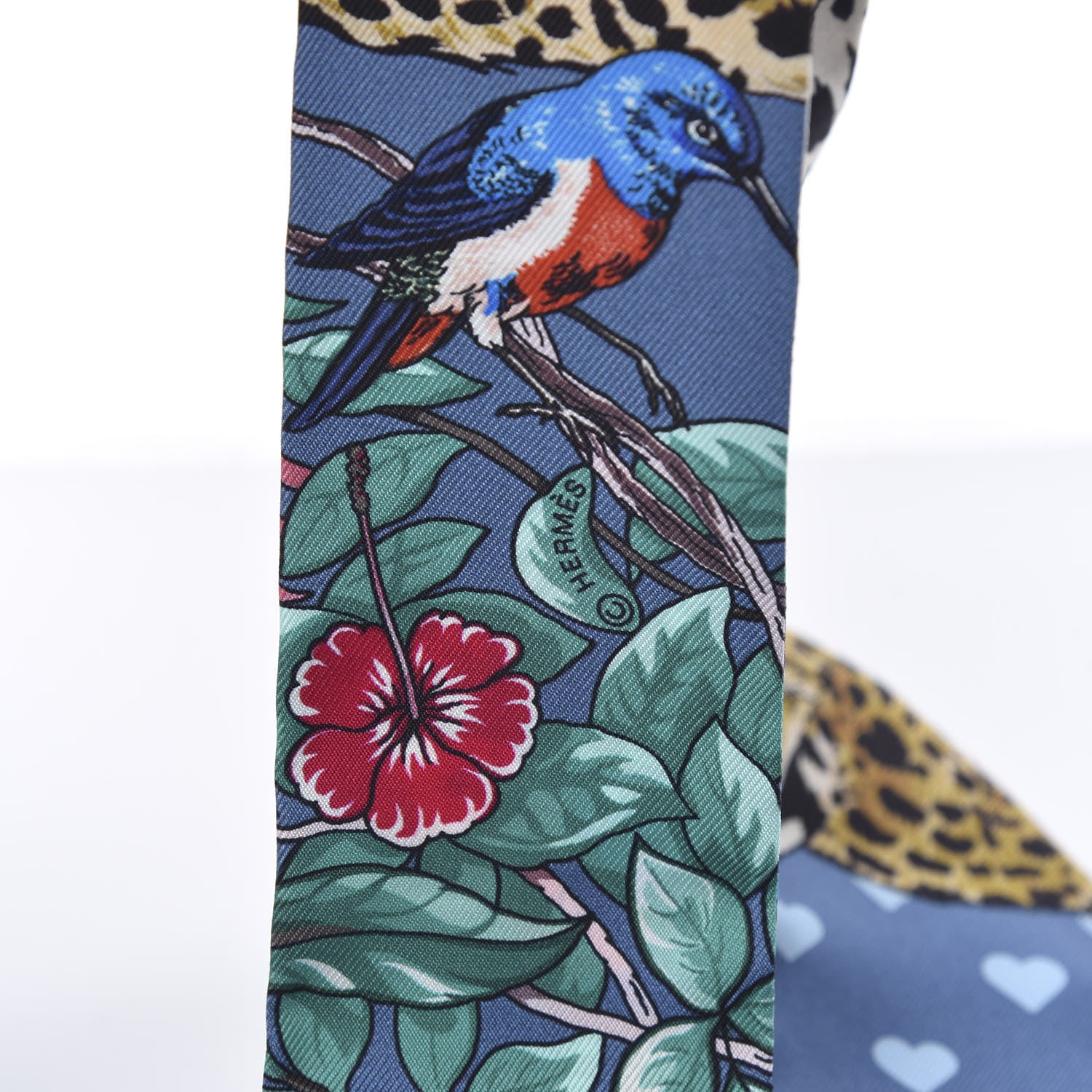 Hermes Silk Jungle Love Twilly Gris Bleuete Vert 4 of 4