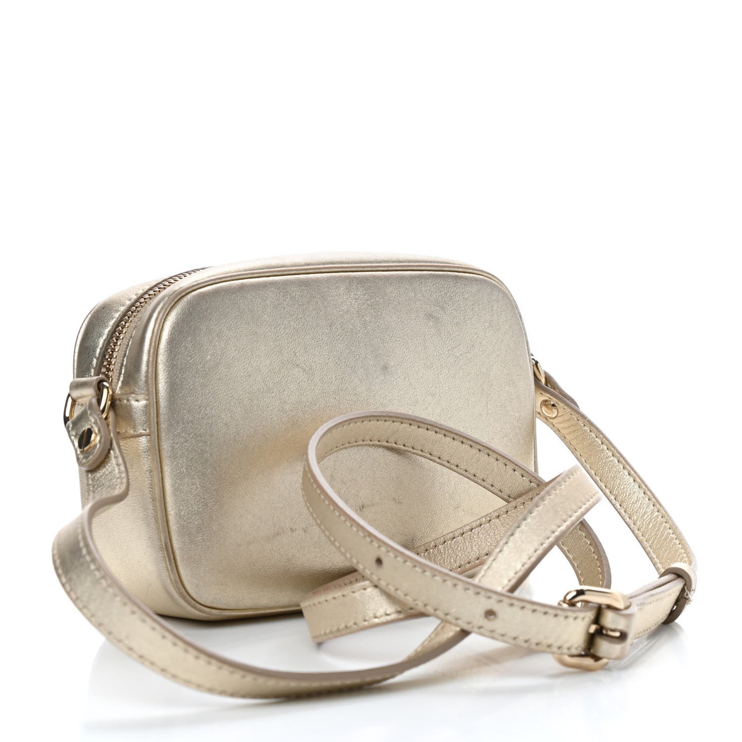 Grained Calfskin Palazzo Medusa Camera Bag Gold