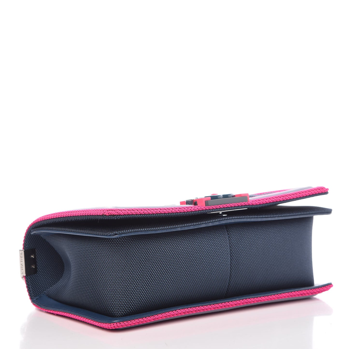 Canvas Quilted Medium Fluo Boy Flap Dark Navy Fuchsia Grey