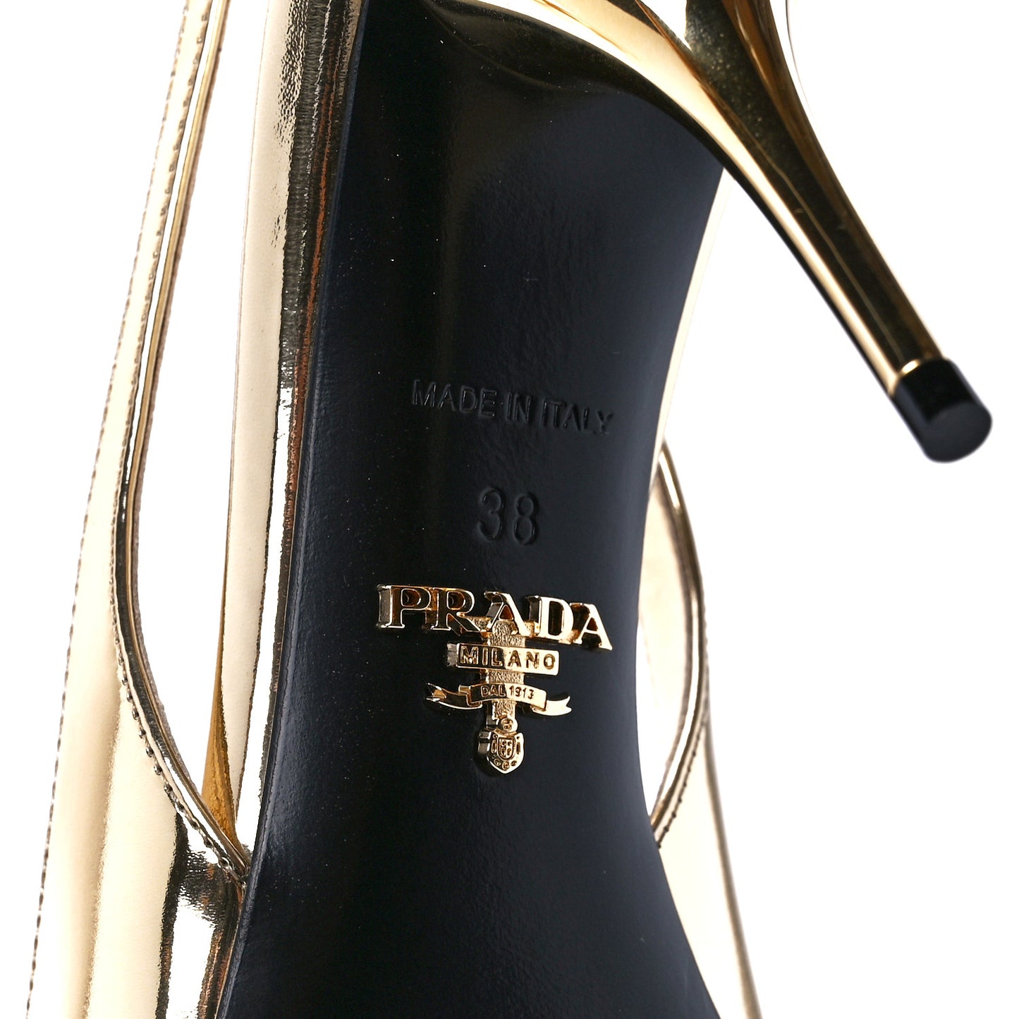 Metallic Calfskin Metal Triangle Logo 85mm Slingback Pumps 38 Platino