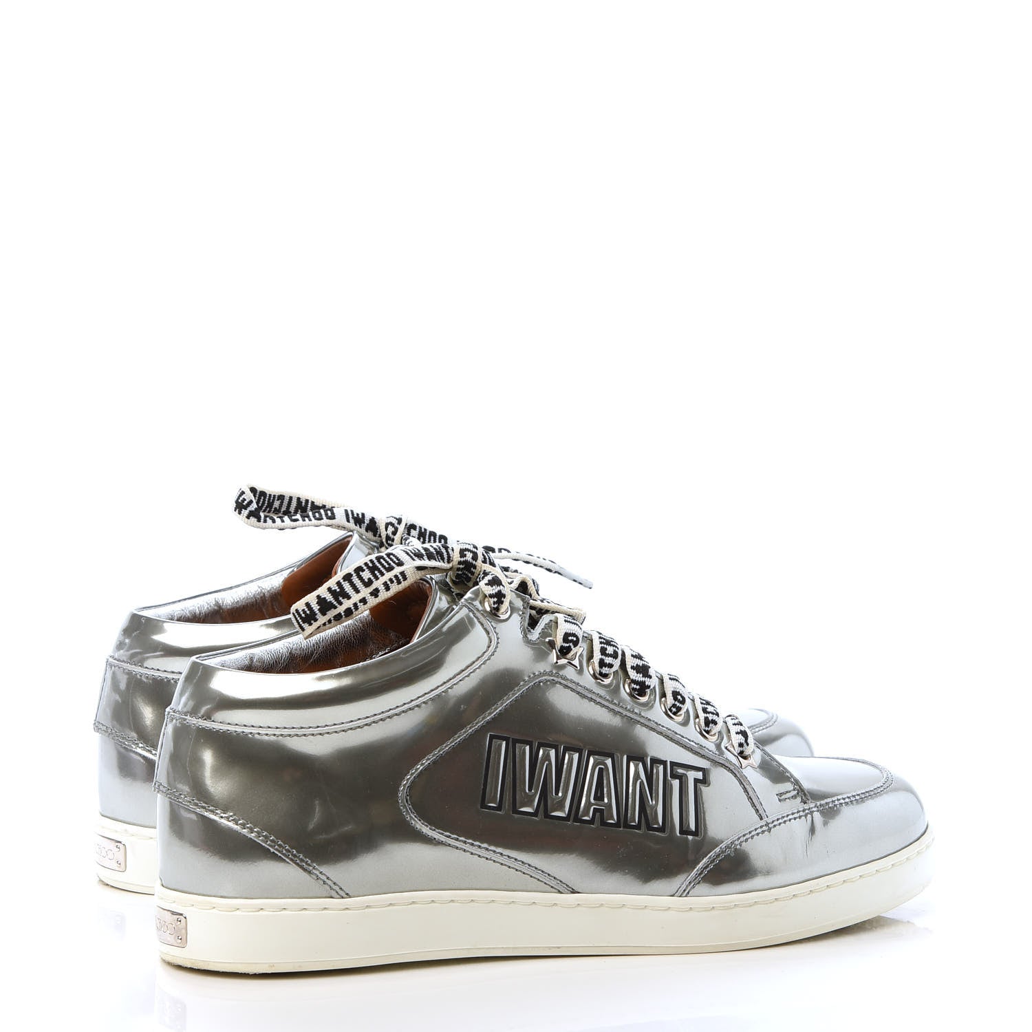Jimmy Choo Liquid Mirror Calfskin Embossed Miami Sneaker 36.5 Silver Black 5 of 10