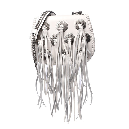 Prada City Calf Whip Stitch Fringe Saddle Bag White 1 of 6