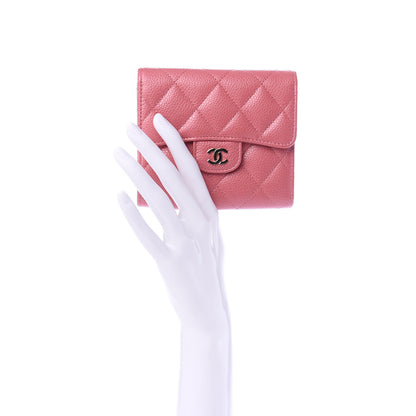 Chanel Metallic Caviar Quilted Compact Flap Wallet Pink 2 of 7