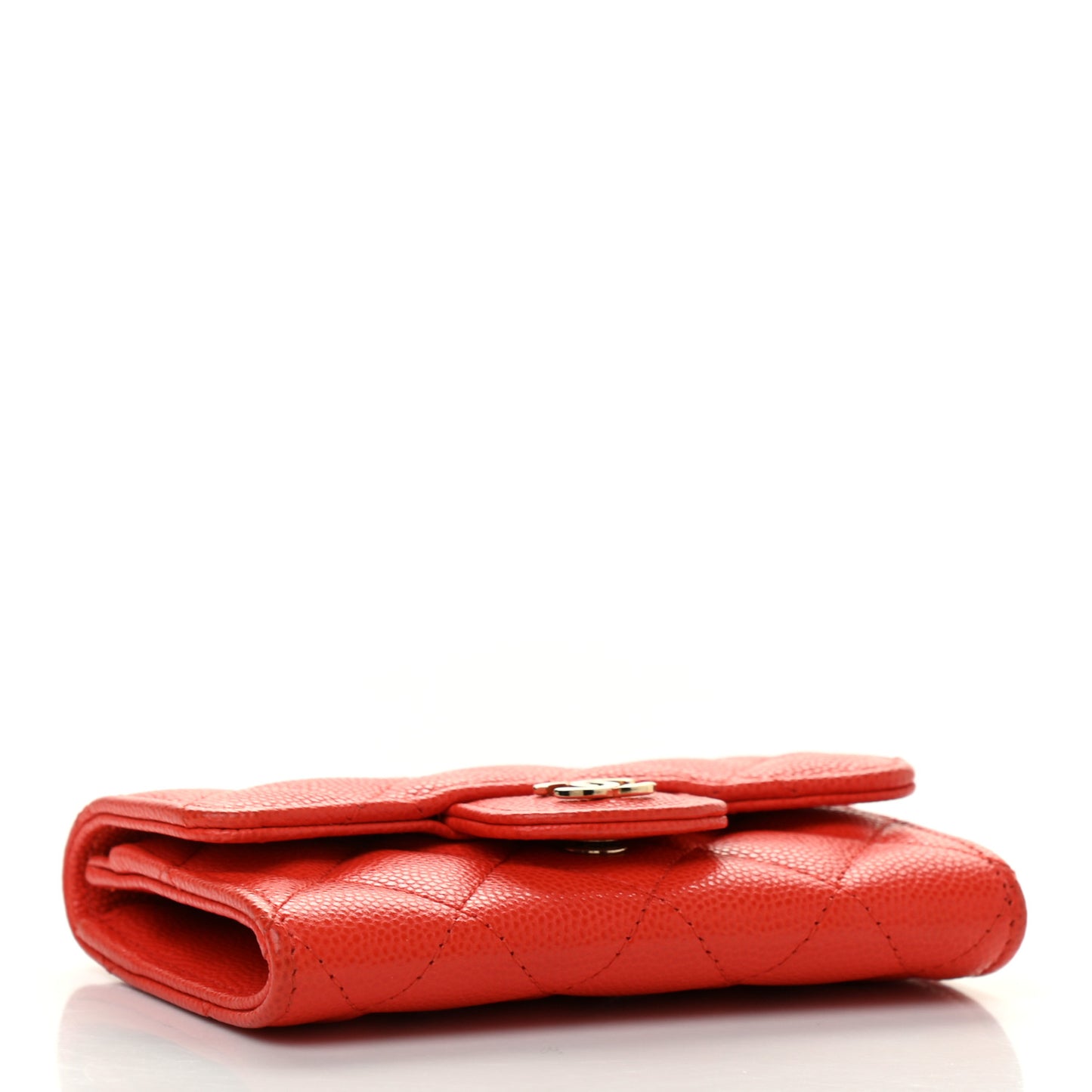 Caviar Quilted Flap Card Holder Orange