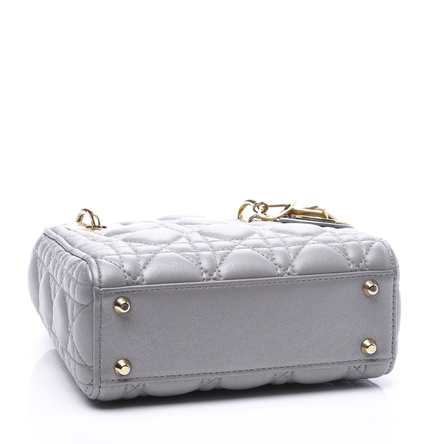 Christian Dior Metallic Lambskin Cannage Mini Lady Dior Grey 3 of 9
