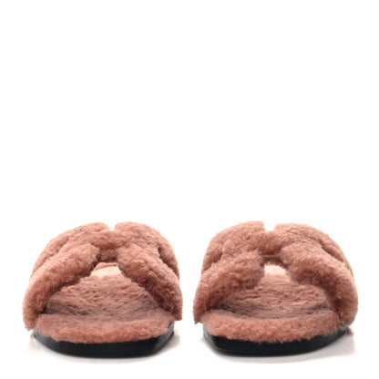 Hermes Woolskin Oran Sandals 37 Rose Aube 2 of 8