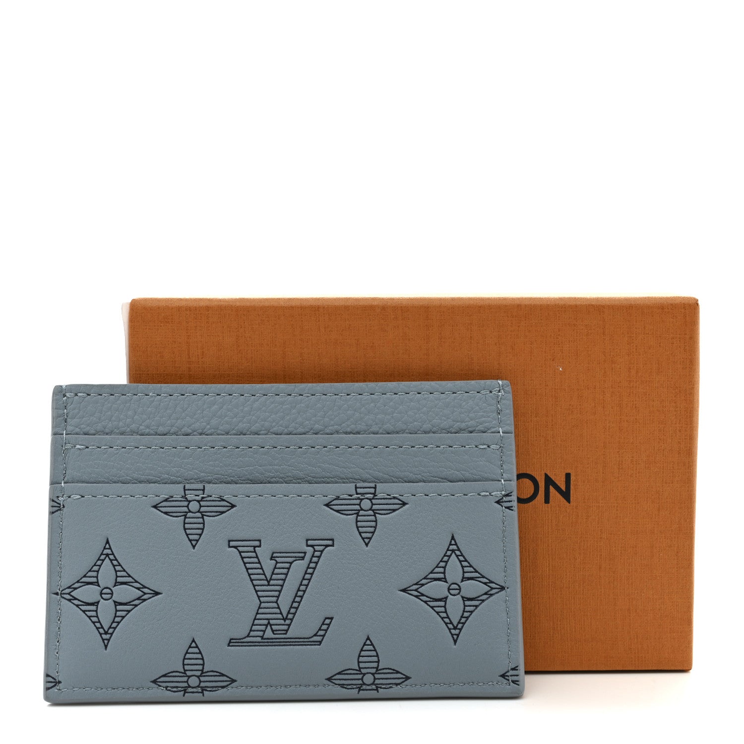 Louis Vuitton Calfskin Monogram Shadow Double Card Holder Sky Blue 1804031 FASHIONPHILE Louis Vuitton Calfskin Monogram Shadow Double Card Holder Sky Blue 1804031 FASHIONPHILE