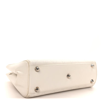 Christian Dior Calfskin Cannage D Buckle East West Tote White 3 of 10
