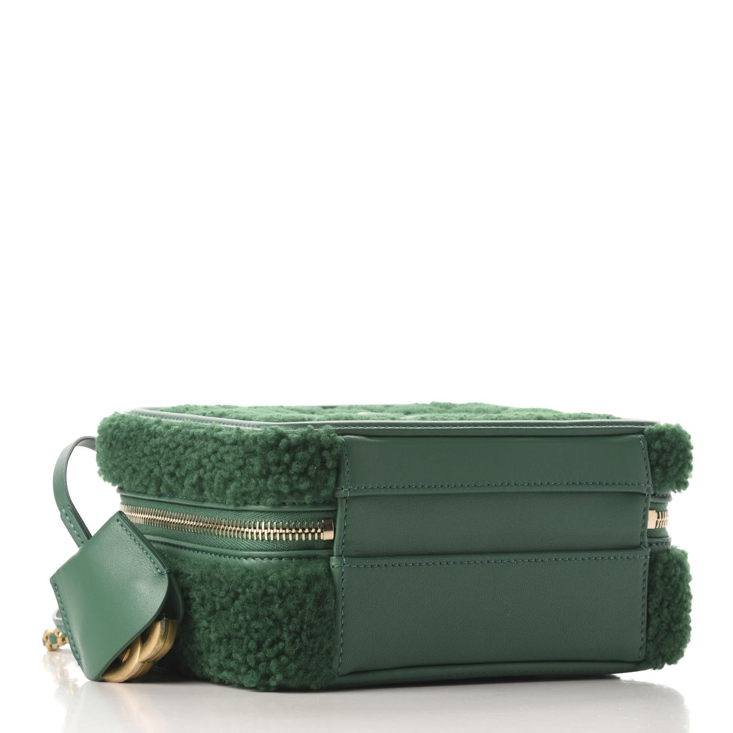 Lambskin Shearling Quilted Small CC Filigree Vanity Case Green
