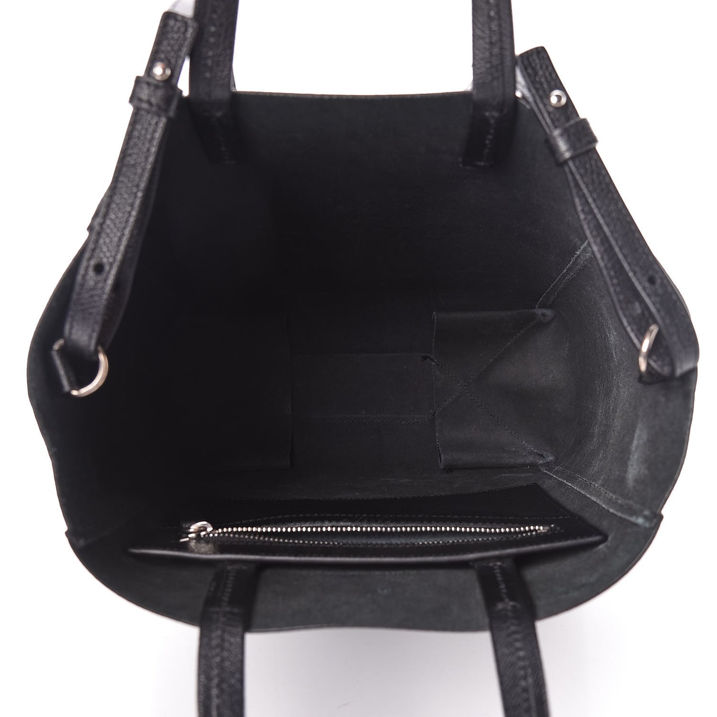 Grained Calfskin Small Vertical Cabas Black