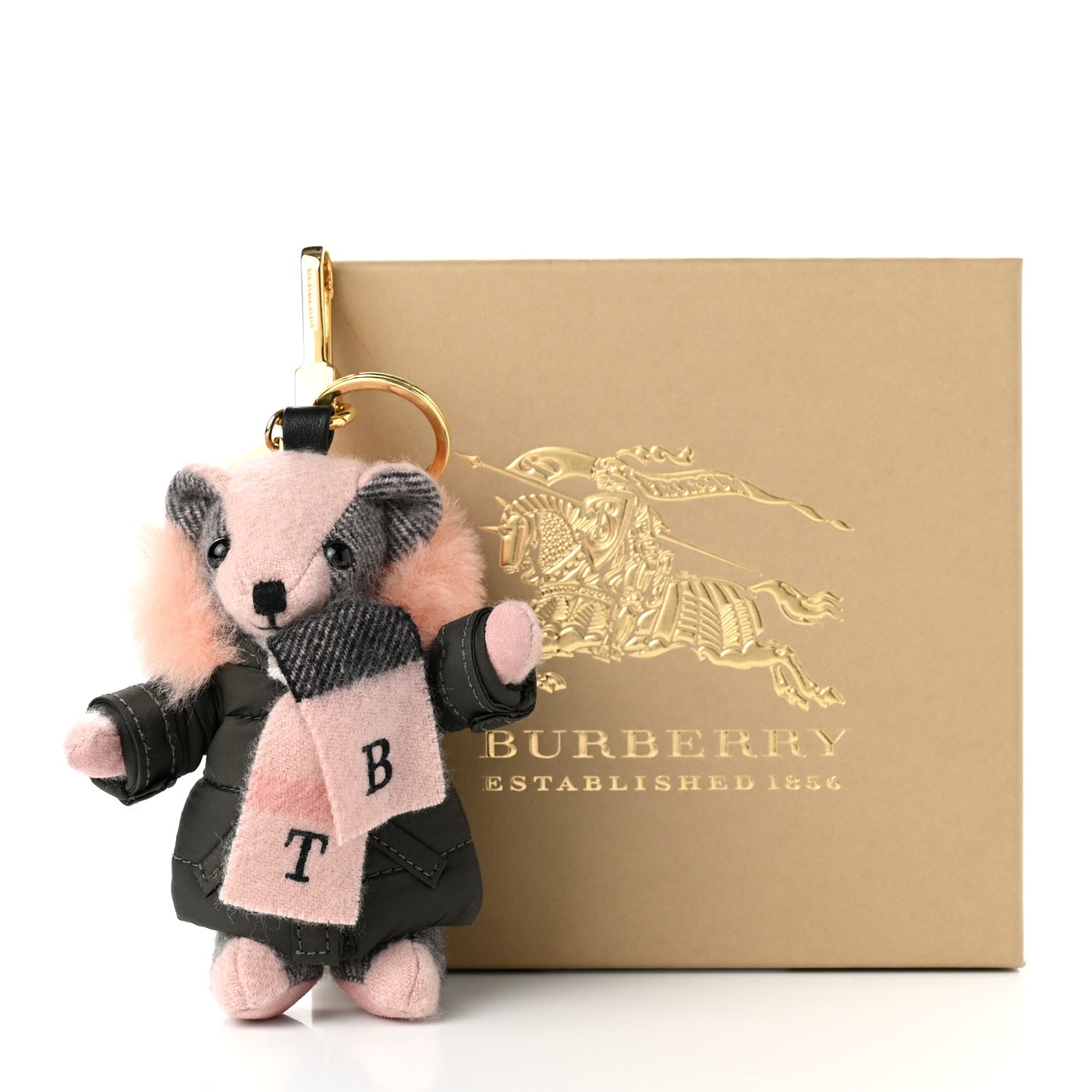Cashmere P Jac Thomas Teddy Bear Keychain Charm Ash Rose