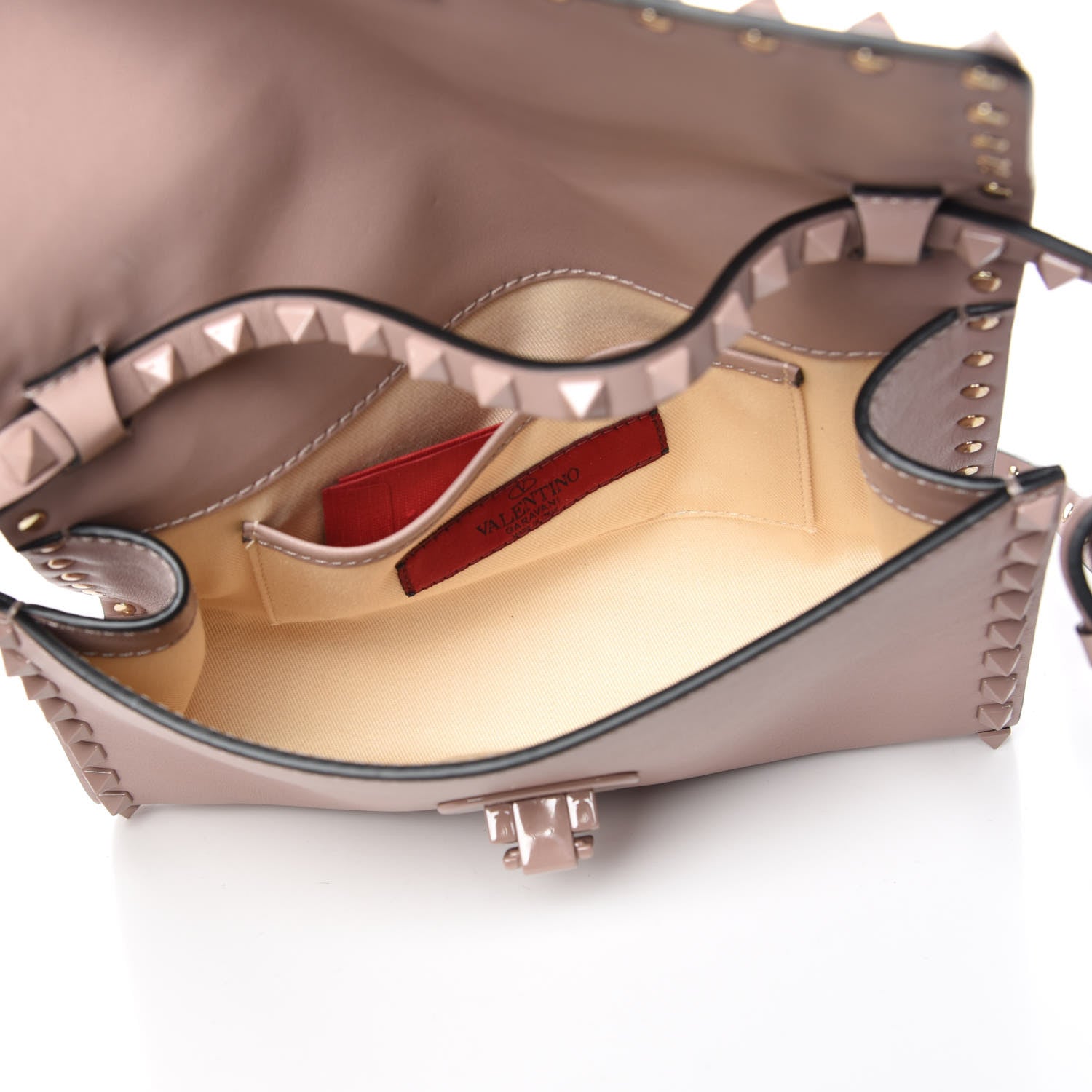Valentino Garavani Vitello Monochrome Medium Rockstud Flip Lock Crossbody Bag Poudre 5 of 8