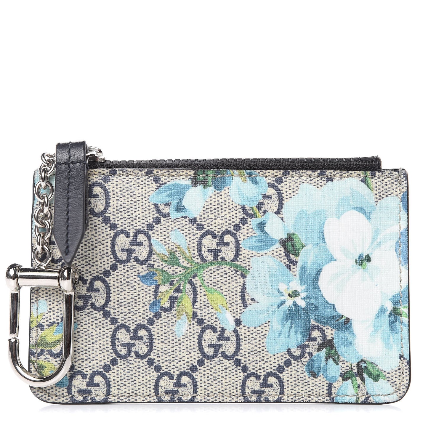 GG Supreme Monogram Blooms Key Case Beige Blue Navy