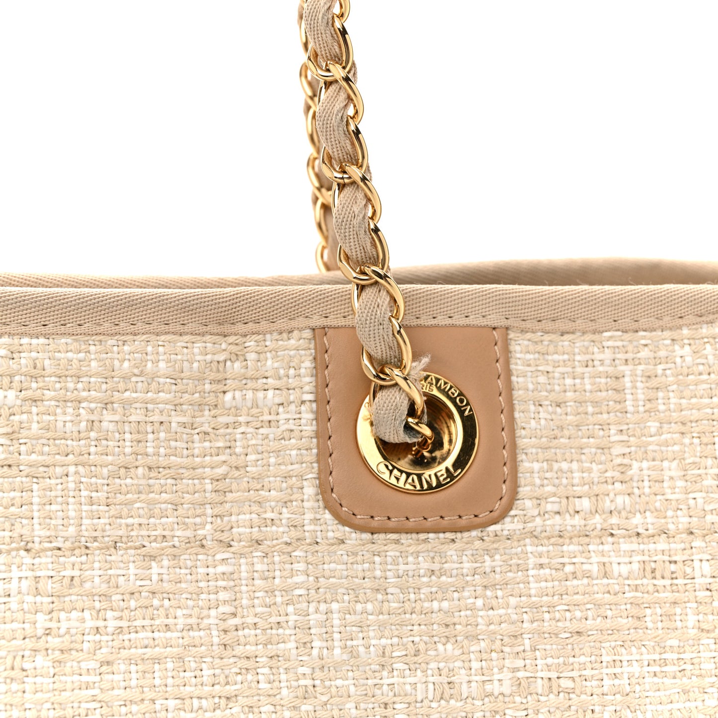 Lurex Boucle Small Deauville Tote Ivory