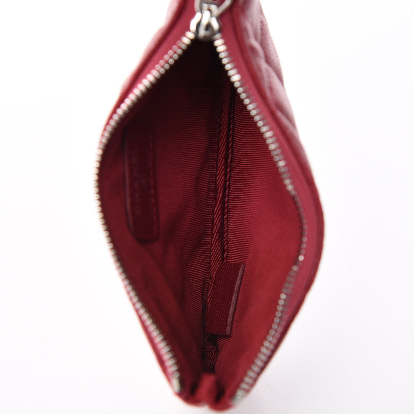 Caviar Quilted Small Cosmetic Case Dark Red