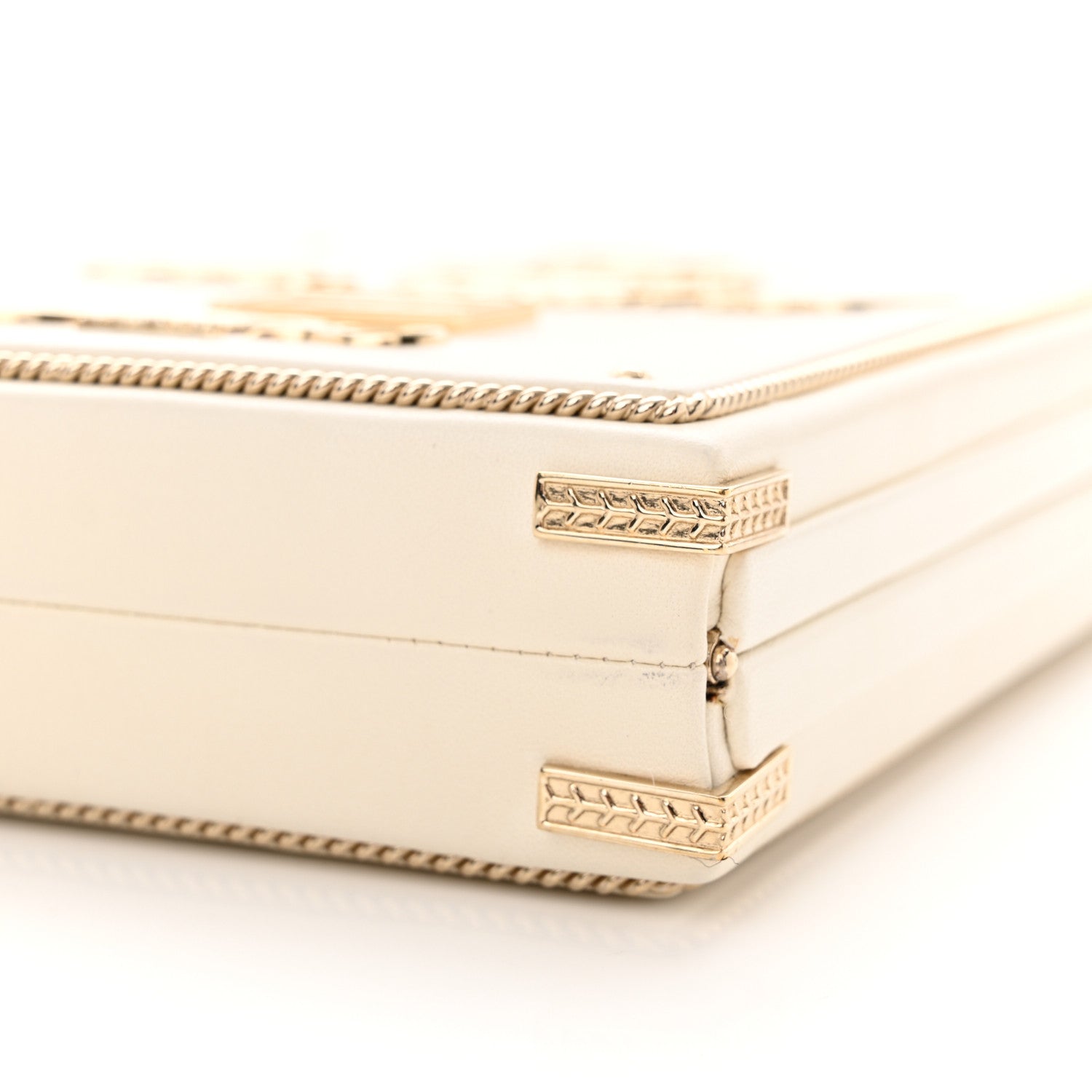 Chanel Lambskin Room Card Minaudiere Evening Bag White Gold 10 of 12