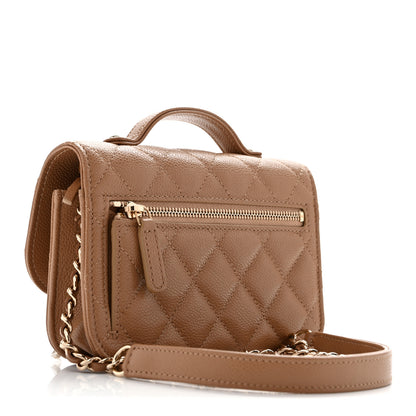 Chanel Caviar Quilted Business Affinity Clutch With Chain Flap Dark Beige 3 of 12