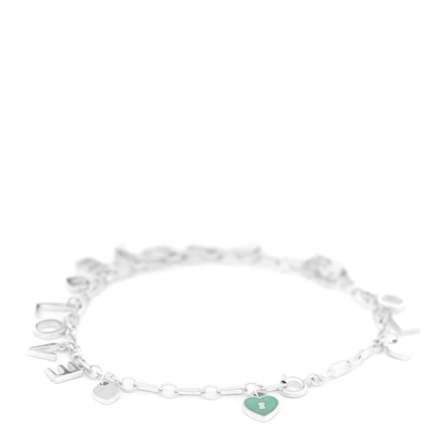 Sterling Silver Enamel Love Charm Bracelet Blue