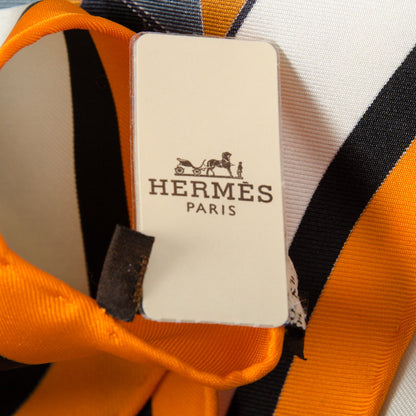 Hermes Silk Carré en Boucles Scarf 90 Créme Orange Marron 6 of 7