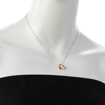 Tiffany Elsa Peretti 18K Yellow White Gold Small Open Heart Pendant Necklace 2 of 6