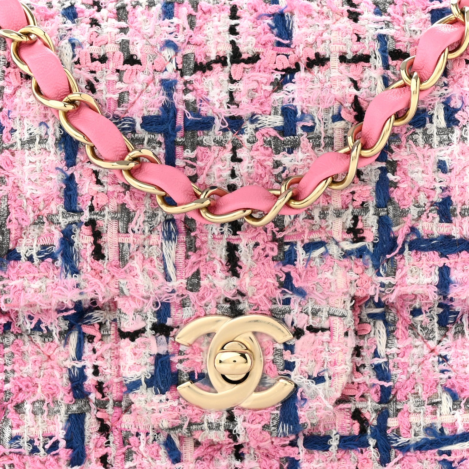 Chanel Tweed Quilted Mini Rectangular Flap Pink Multicolor 8 of 11