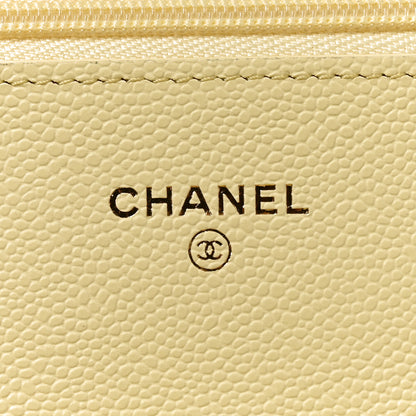 Chanel Caviar Quilted CC Turnlock Wallet On Chain WOC Light Yellow 11 of 23