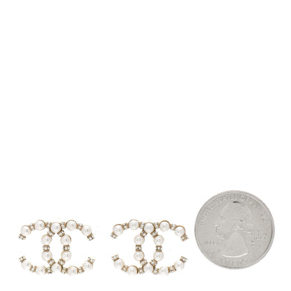 Chanel Pearl Crystal Nefertiti CC Earrings Gold 2 of 5