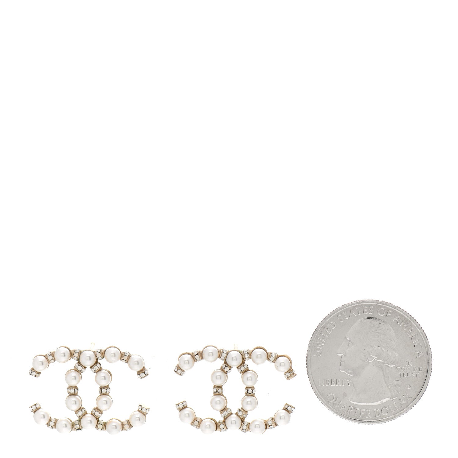 Chanel Pearl Crystal Nefertiti CC Earrings Gold 2 of 5