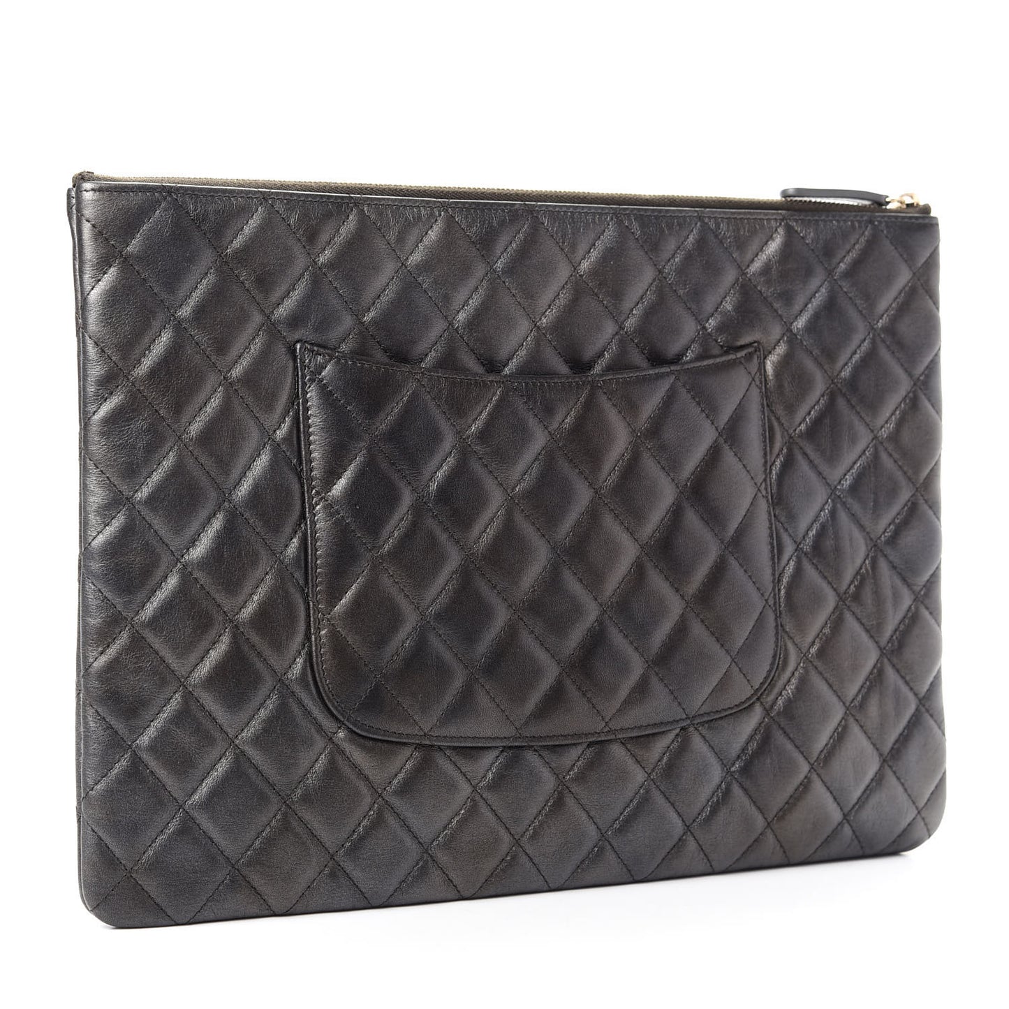 Metallic Calfskin Quilted Large Reissue Cosmetic Case Black