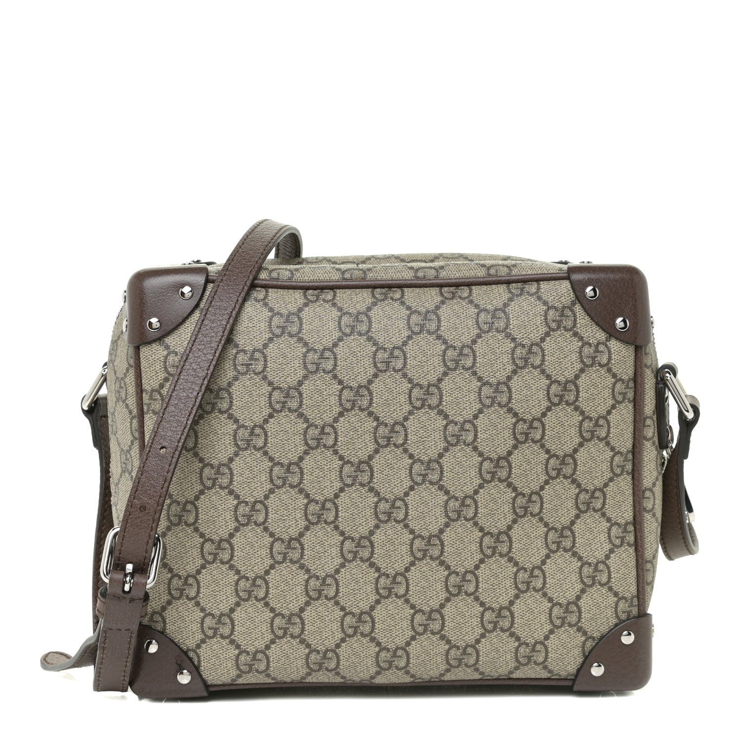 Gucci GG Supreme Monogram Textured Calfskin Square Messenger Bag Beige Ebony New Acero 1 of 12