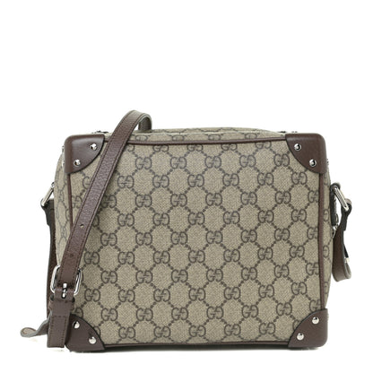 Gucci GG Supreme Monogram Textured Calfskin Square Messenger Bag Beige Ebony New Acero 1 of 12