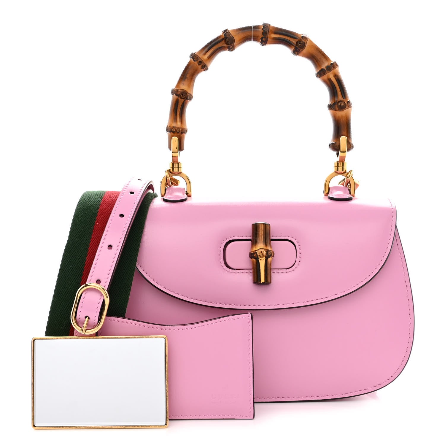 Gucci Boarded Dyana Lux Calfskin Web Small Bamboo 1947 Top Handle Bag Nice Pink 1 of 13