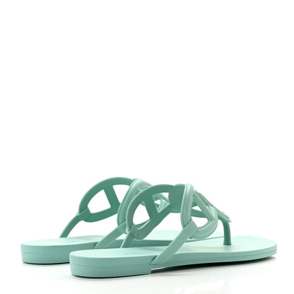 Hermes Rubber Womens Egerie Sandals 35 Vert Embrun 4 of 8