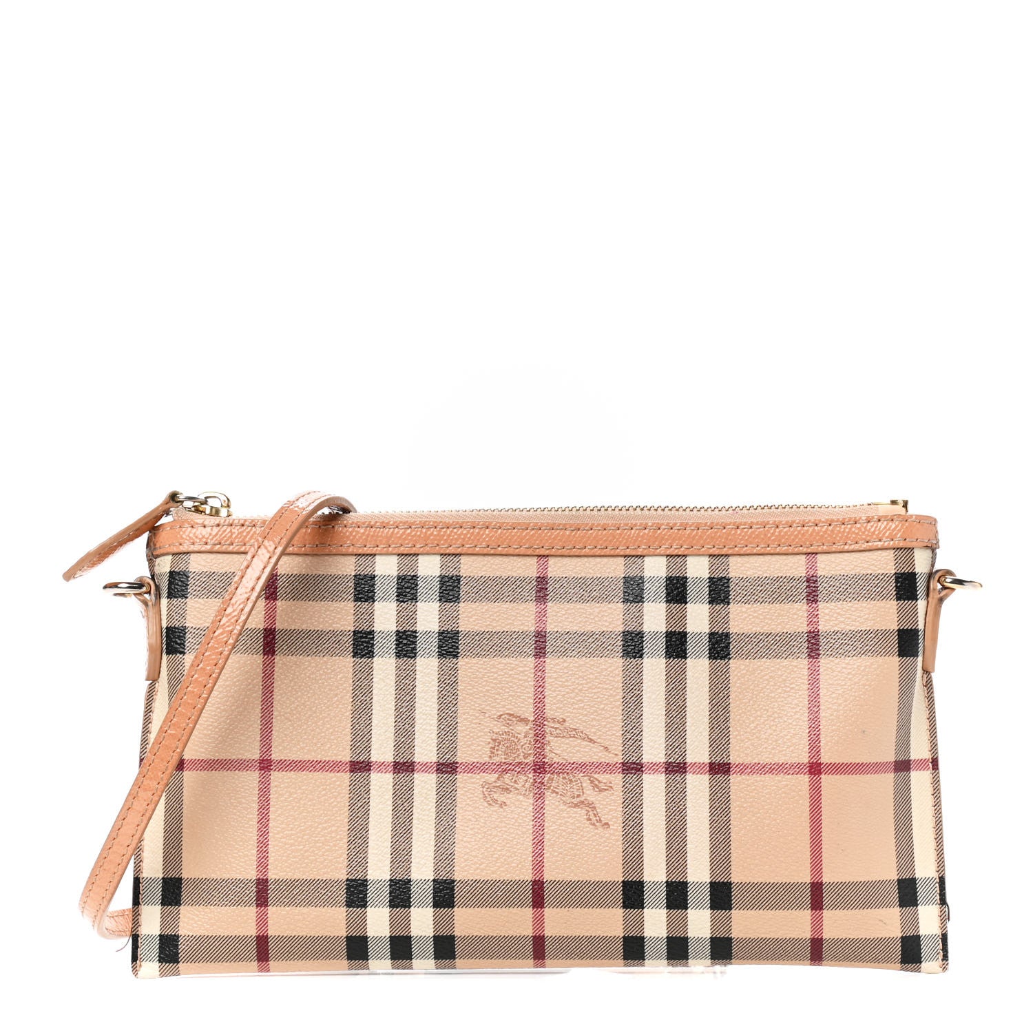 Burberry Haymarket Check Small Peyton Crossbody Clutch Bag Dusty Pink 1 of 4