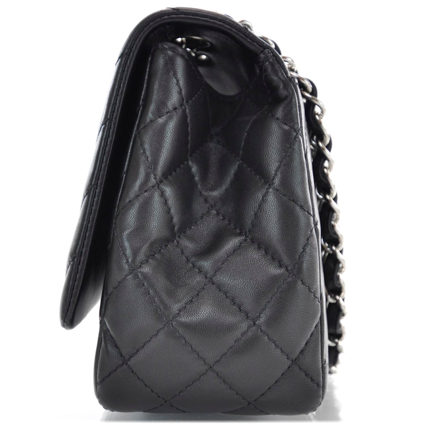 Lambskin Large Chevron Flap Black